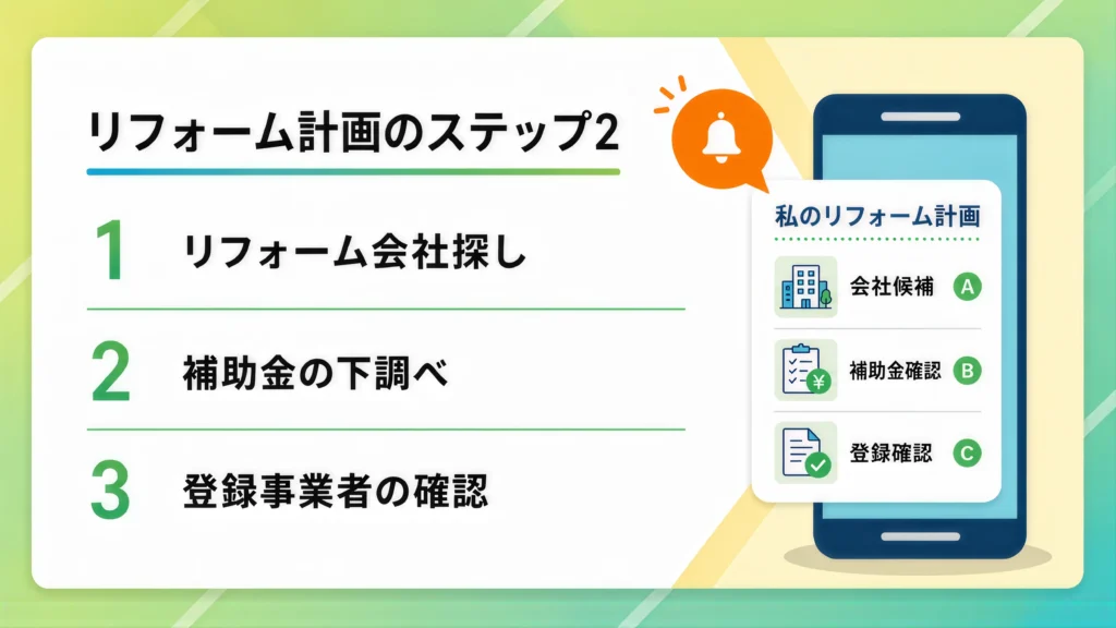 リフォームの流れステップ2:情報収集とリフォーム会社選び(1〜2ヶ月)