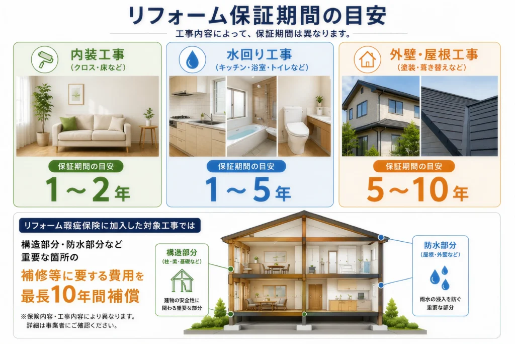 リフォーム保証期間の目安