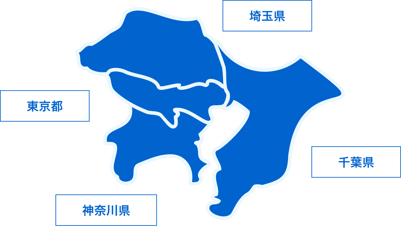 東京都・神奈川県・千葉県・埼玉県のマップ